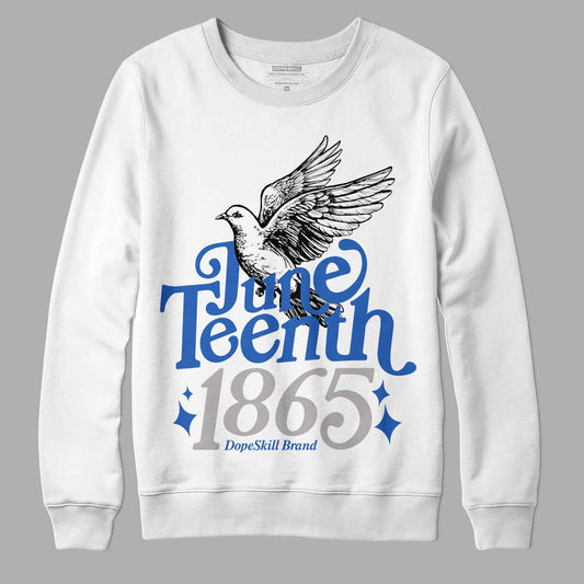 Jordan 1 High OG "True Blue" DopeSkill Sweatshirt Juneteenth 1865 Graphic Streetwear - White