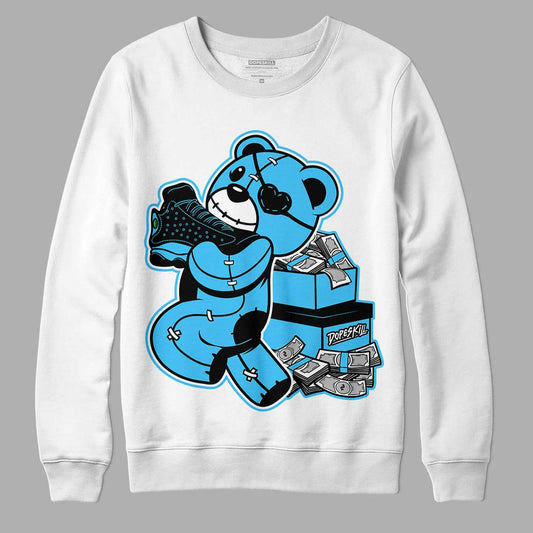 University Blue 13s DopeSkill Sweatshirt Bear Steals Sneaker Graphic - White 