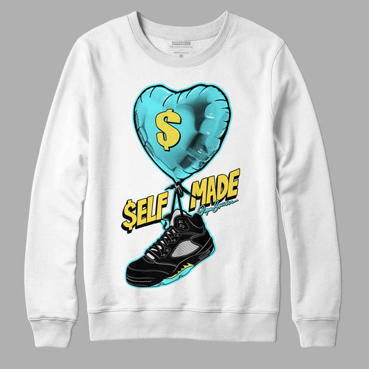 Aqua 5s DopeSkill Sweatshirt Self Made Graphic - White