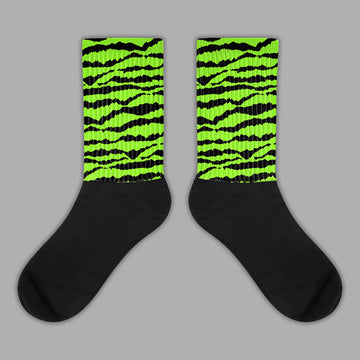 Neon Green Collection Sublimated Socks Abstract Tiger Graphic