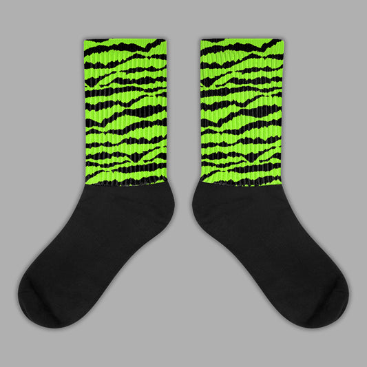 Neon Green Collection Sublimated Socks Abstract Tiger Graphic