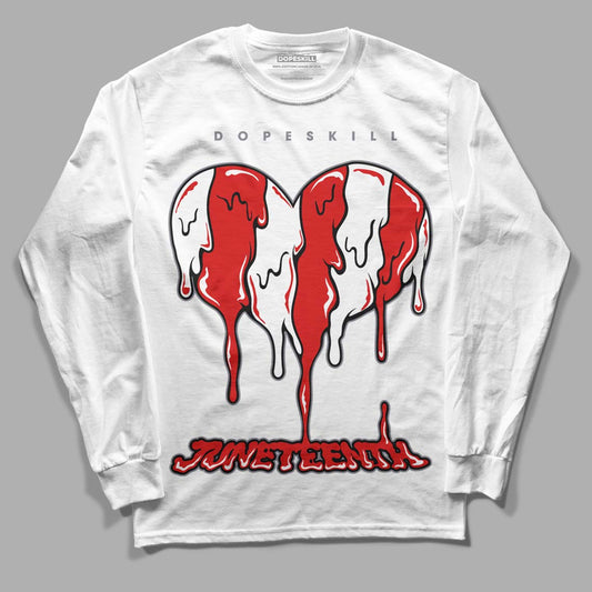 Gym Red 9s DopeSkill Long Sleeve T-Shirt Juneteenth Heart Graphic - White 