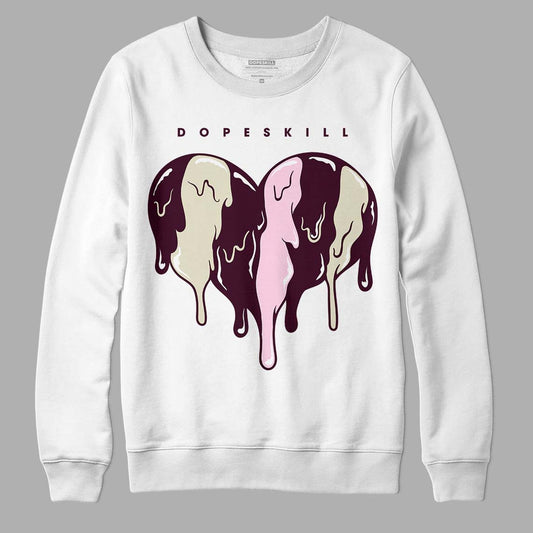 Dunk Low Night Maroon and Medium Soft Pink DopeSkill Sweatshirt Slime Drip Heart Graphic Streetwear - White 