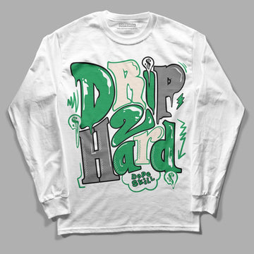 Jordan 2 Retro Lucky Green DopeSkill Long Sleeve T-Shirt Drip Too Hard Graphic Streetwear  - White 