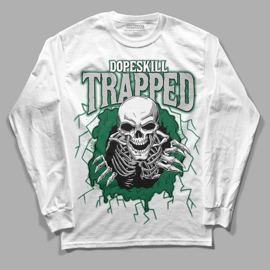 Gorge Green 1s DopeSkill Long Sleeve T-Shirt Trapped Halloween Graphic - White 