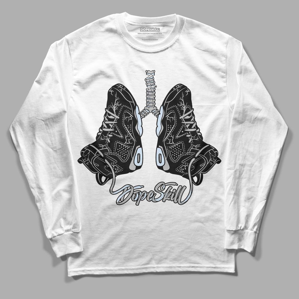 Black Metallic Chrome 6s DopeSkill Long Sleeve T-Shirt Breathe Graphic - White