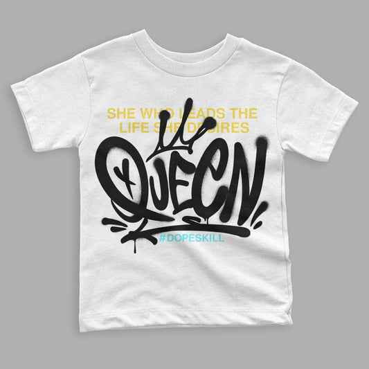 Aqua 5s DopeSkill Toddler Kids T-shirt Queen Graphic - White 