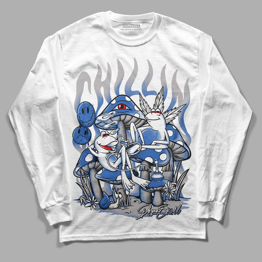 True Blue 1s DopeSkill Long Sleeve T-Shirt Chillin Graphic - White