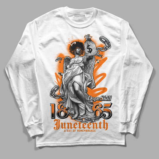 Orange Black White DopeSkill Long Sleeve T-Shirt Juneteenth Graphic - White 