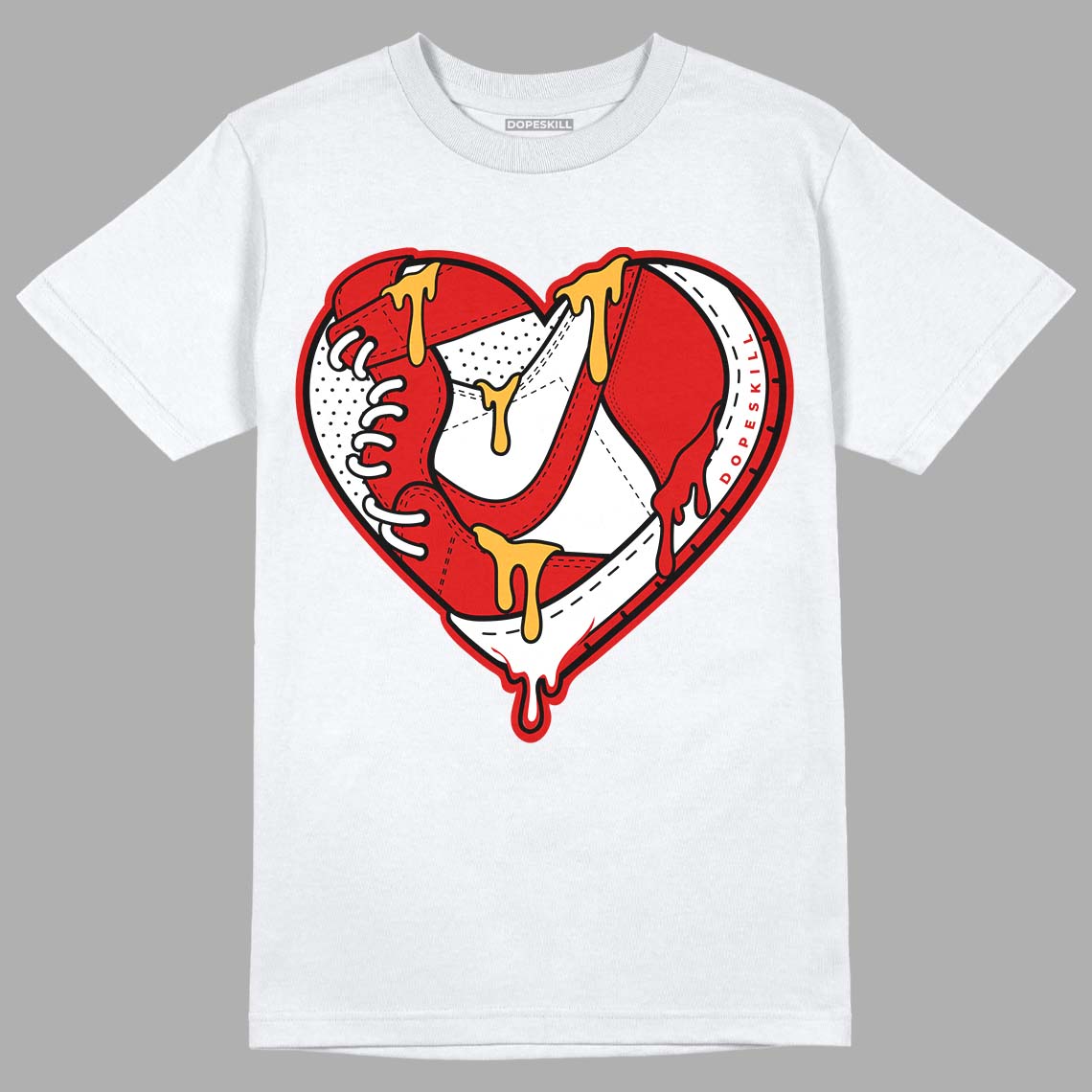 Dunk Low Gym Red DopeSkill T-Shirt Heart Jordan Graphic - White 