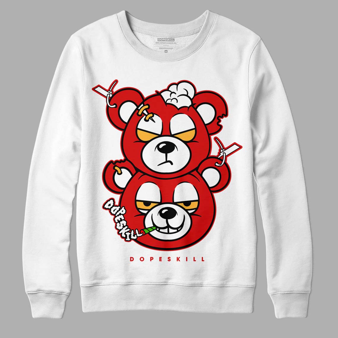 Dunk Low Gym Red DopeSkill Sweatshirt New Double Bear Graphic - White 