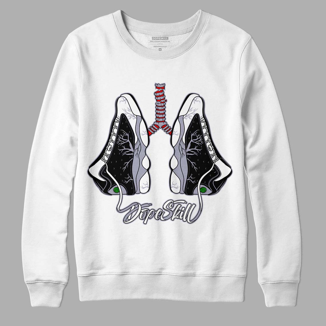 Jordan 13 Retro 'Black Flint' DopeSkill Sweatshirt Breathe Graphic Streetwear - White