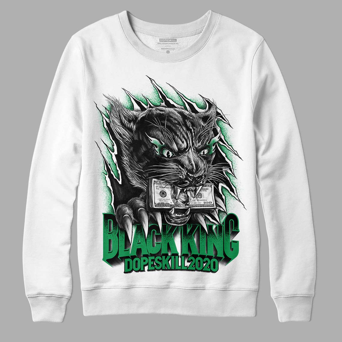 Jordan 3 WMNS “Lucky Green” DopeSkill Sweatshirt Black King Graphic Streetwear - White