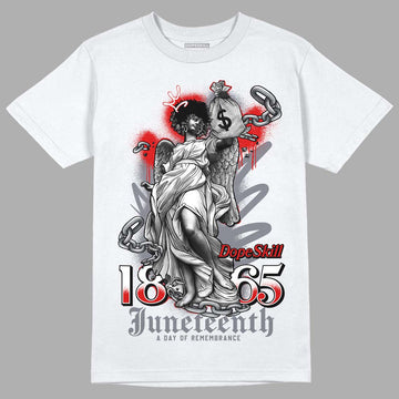 Fire Red 9s DopeSkill T-Shirt Juneteenth Graphic - White 