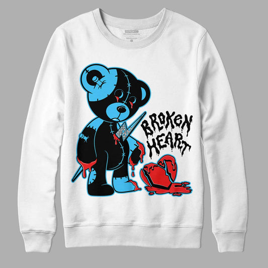 University Blue 13s DopeSkill Sweatshirt Broken Heart Graphic - White 