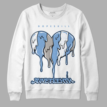 Jordan 5 Retro University Blue DopeSkill Sweatshirt Juneteenth Heart Graphic Streetwear - White 