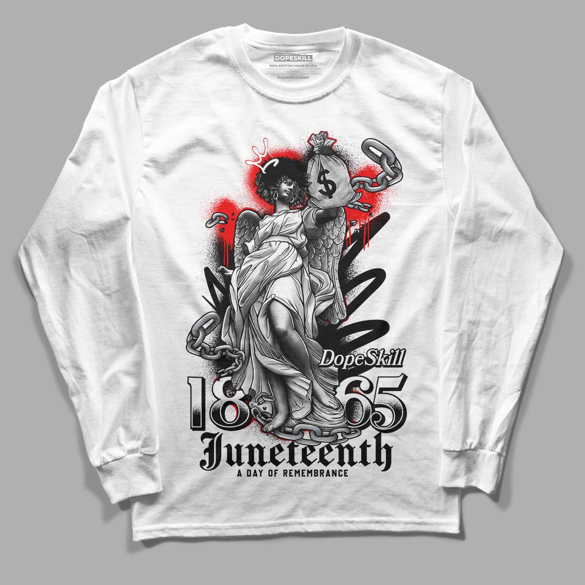 Jordan 1 High 85 Black White DopeSkill Long Sleeve T-Shirt Juneteenth  Graphic Streetwear  - White 