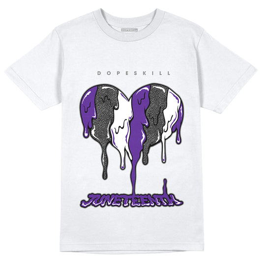 Jordan 3 Dark Iris DopeSkill T-Shirt Juneteenth Heart Graphic - White 