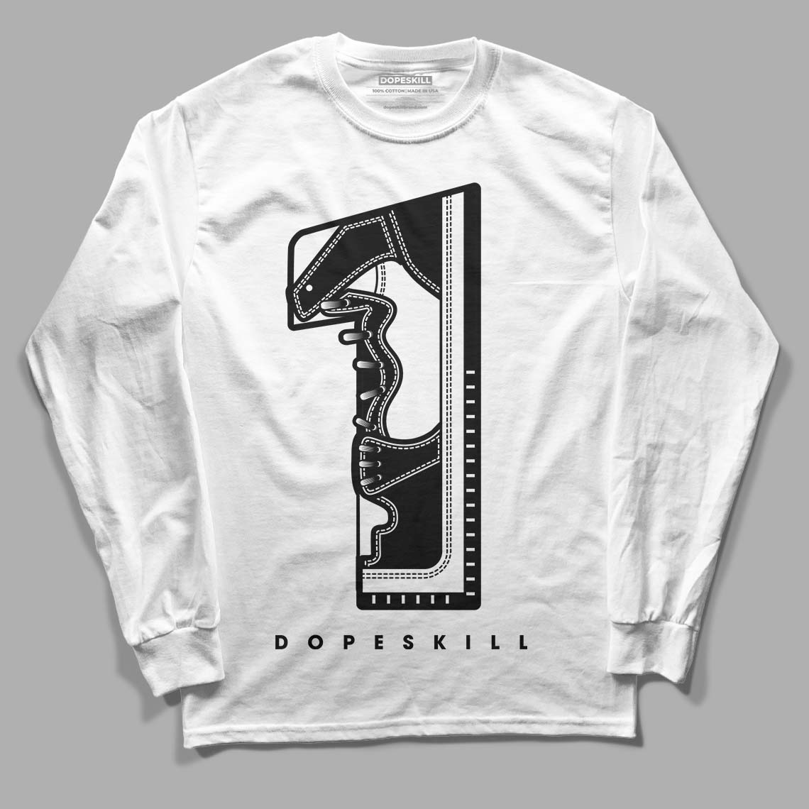 Jordan 1 High 85 Black White DopeSkill Long Sleeve T-Shirt No.1  Graphic Streetwear - White 