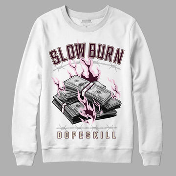 Dunk Low Night Maroon and Medium Soft Pink DopeSkill Sweatshirt Slow Burn Graphic Streetwear - White 