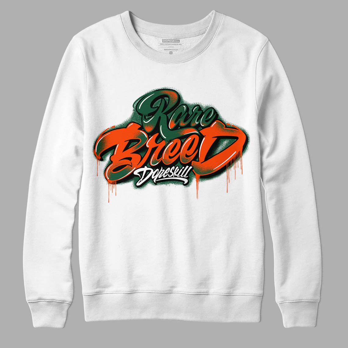 Dunk Low Team Dark Green Orange DopeSkill Sweatshirt Rare Breed Type Graphic - White