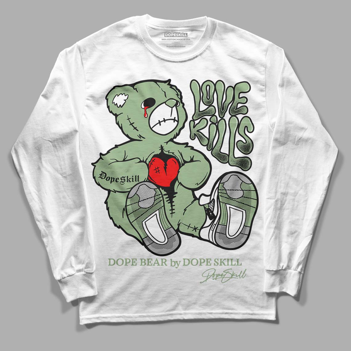 Jordan 4 Retro “Seafoam” DopeSkill Long Sleeve T-Shirt Love Kills Graphic Streetwear - White 