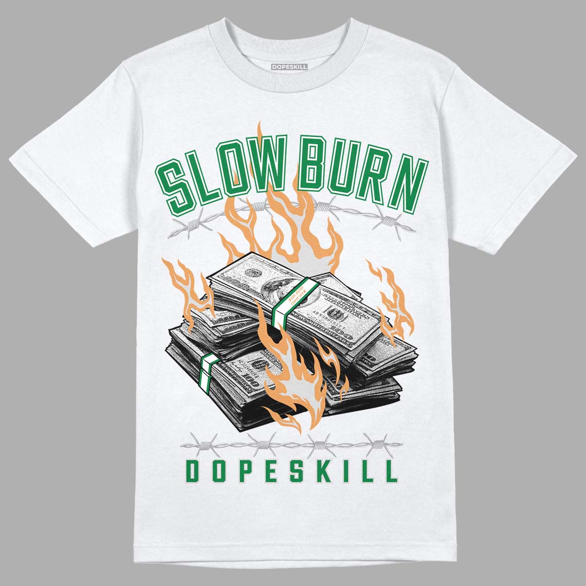 Nike SB x Jordan 4 “Pine Green” DopeSkill T-Shirt Slow Burn Graphic Streetwear - White