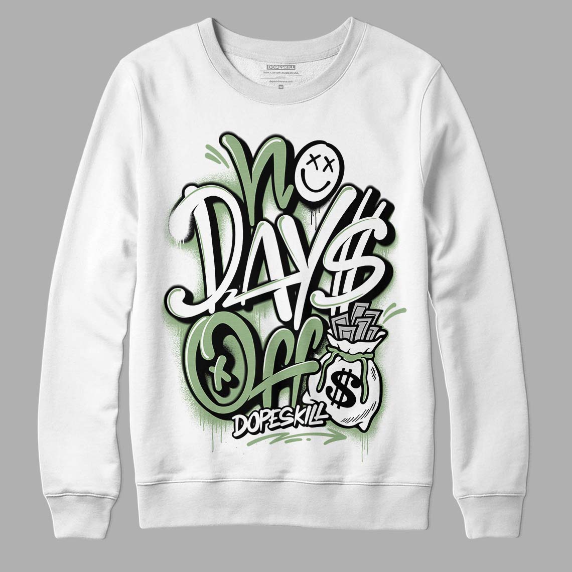 Jordan 4 Retro “Seafoam”  DopeSkill Sweatshirt No Days Off Graphic Streetwear  - White 