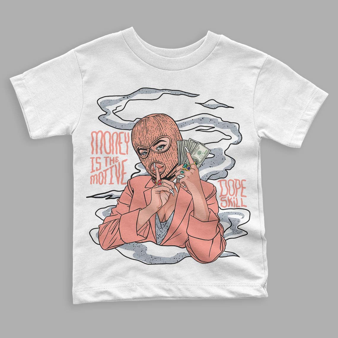 DJ Khaled x Jordan 5 Retro ‘Crimson Bliss’ DopeSkill Toddler Kids T-shirt Money Is The Motive Graphic Streetwear - White 