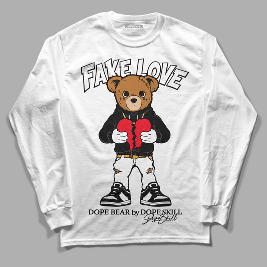 Panda White Black Dunk Low DopeSkill Long Sleeve T-Shirt Fake Love Graphic - White 