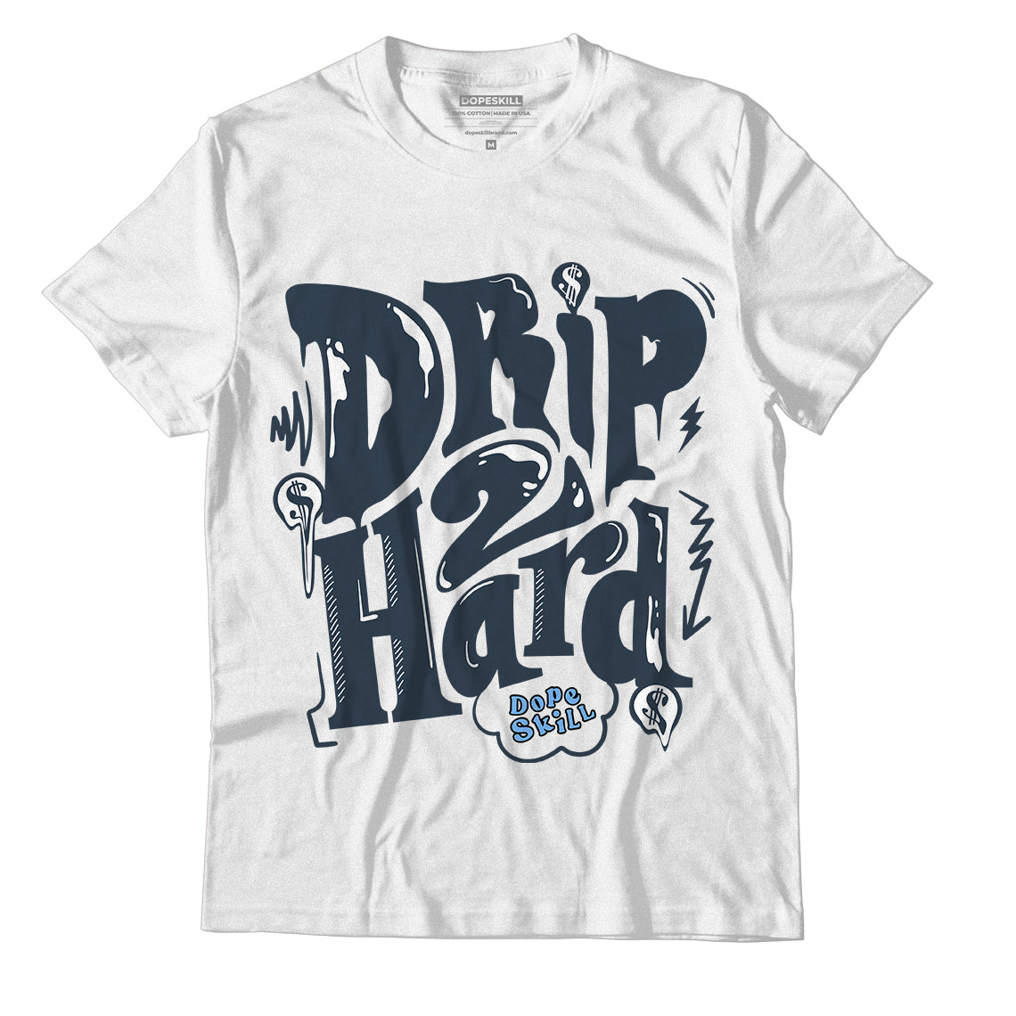 Jordan 6 Midnight Navy DopeSkill White T-Shirt Drip Too Hard Graphic