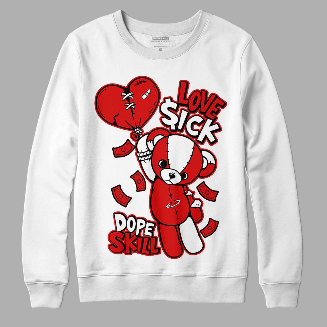 Jordan 12 Retro ‘Gym Red’ DopeSkill Sweatshirt Love Sick Graphic Streetwear - White