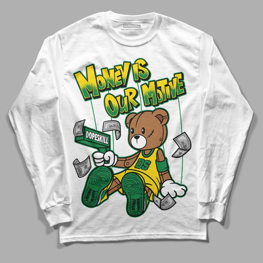 Dunk Low Reverse Brazil DopeSkill Long Sleeve T-Shirt Money Is Our Motive Bear Graphic - White