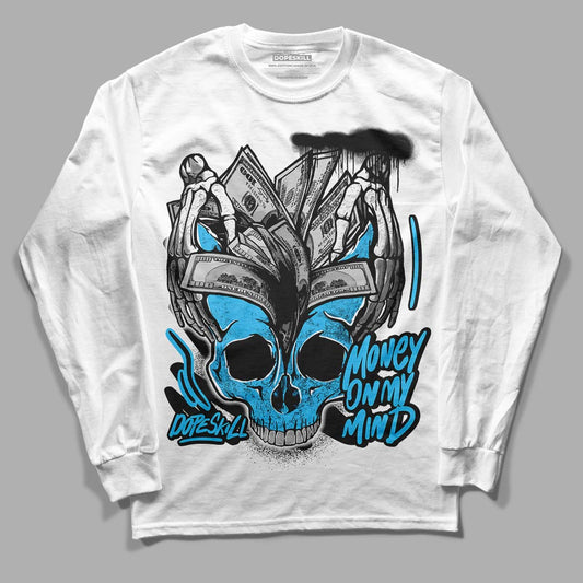 University Blue 13s DopeSkill Long Sleeve T-Shirt MOMM Skull Graphic - White 