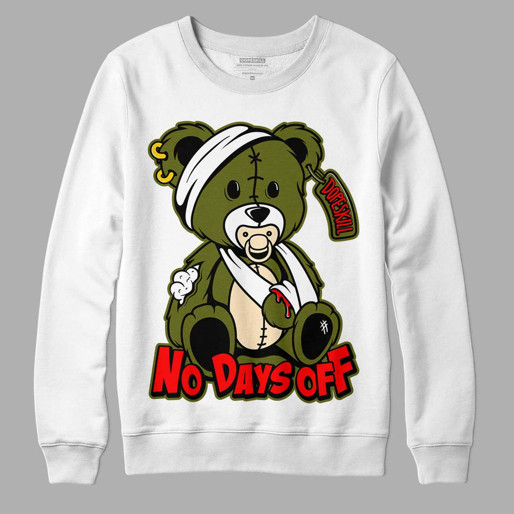 Travis Scott x Jordan 1 Low OG “Olive” DopeSkill Sweatshirt Hurt Bear Graphic Streetwear - White