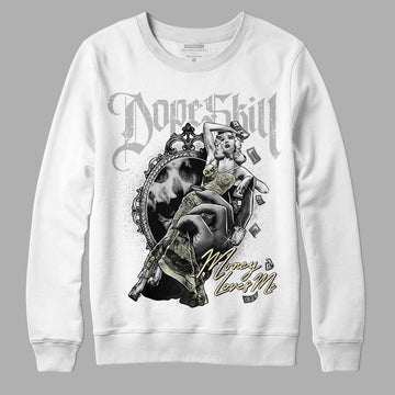 Jordan 4 Retro SE Craft Photon Dust DopeSkill Sweatshirt Money Loves Me Graphic Streetwear  - White 