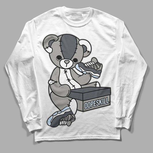 Cool Grey 11s DopeSkill Long Sleeve T-Shirt Sneakerhead BEAR Graphic, hiphop tees, grey graphic tees, sneakers match shirt - White