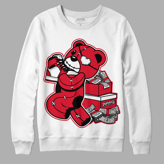 Lost & Found 1s DopeSkill Sweatshirt Bear Steals Sneaker Graphic - White 