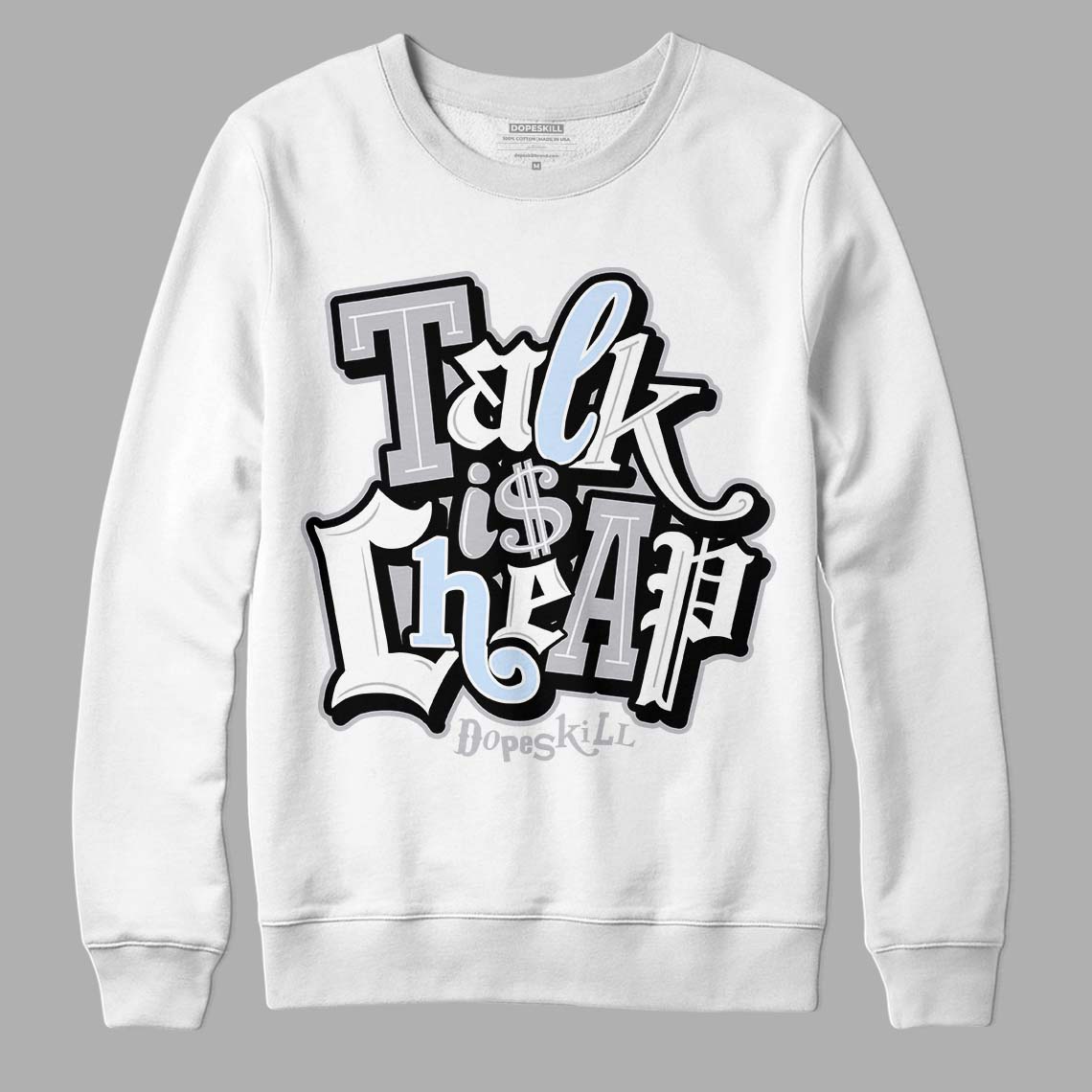 Jordan 11 Retro Low Cement Grey DopeSkill Sweatshirt Talk Is Chip Graphic Streetwear - White  