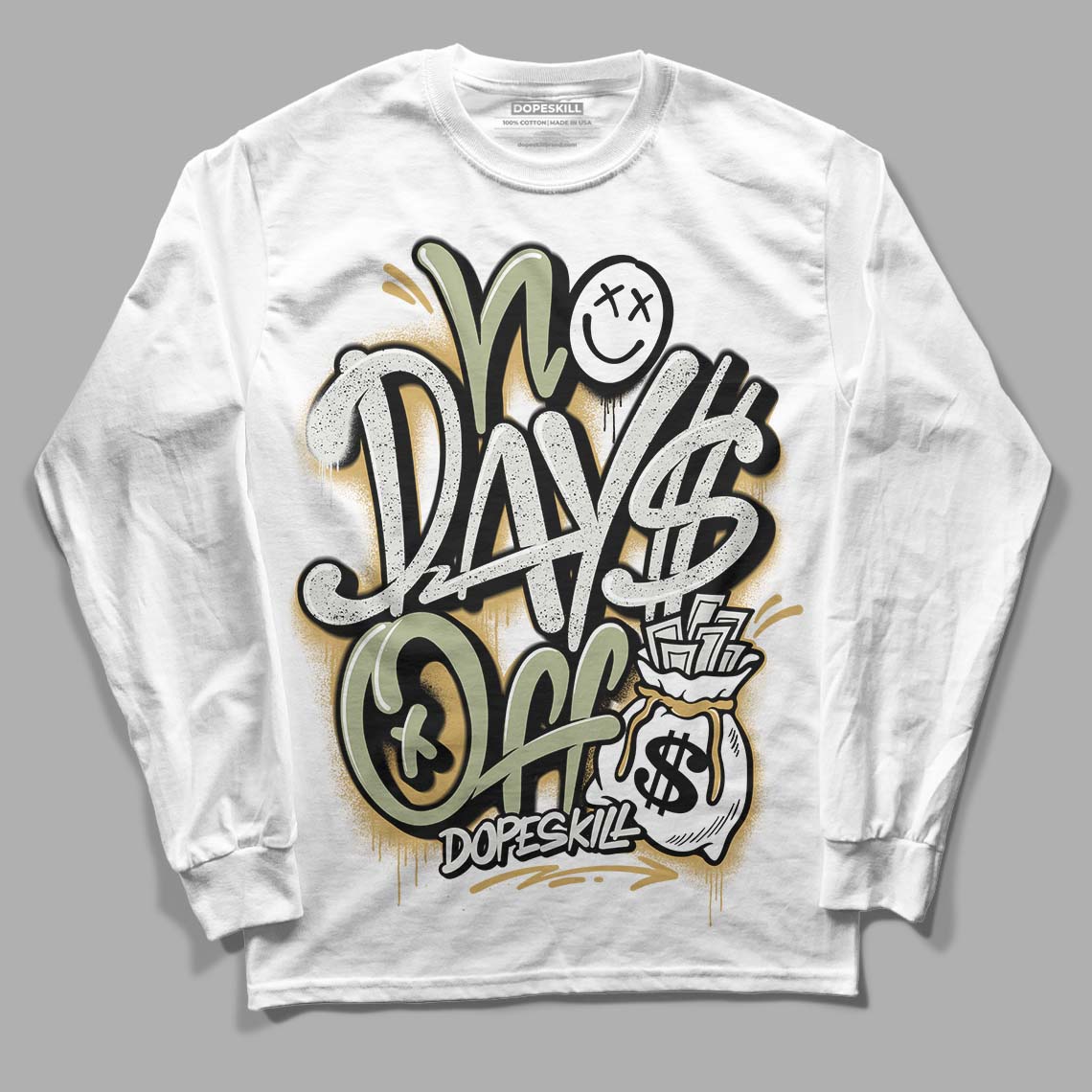 Jade Horizon 5s DopeSkill Long Sleeve T-Shirt No Days Off Graphic - White 