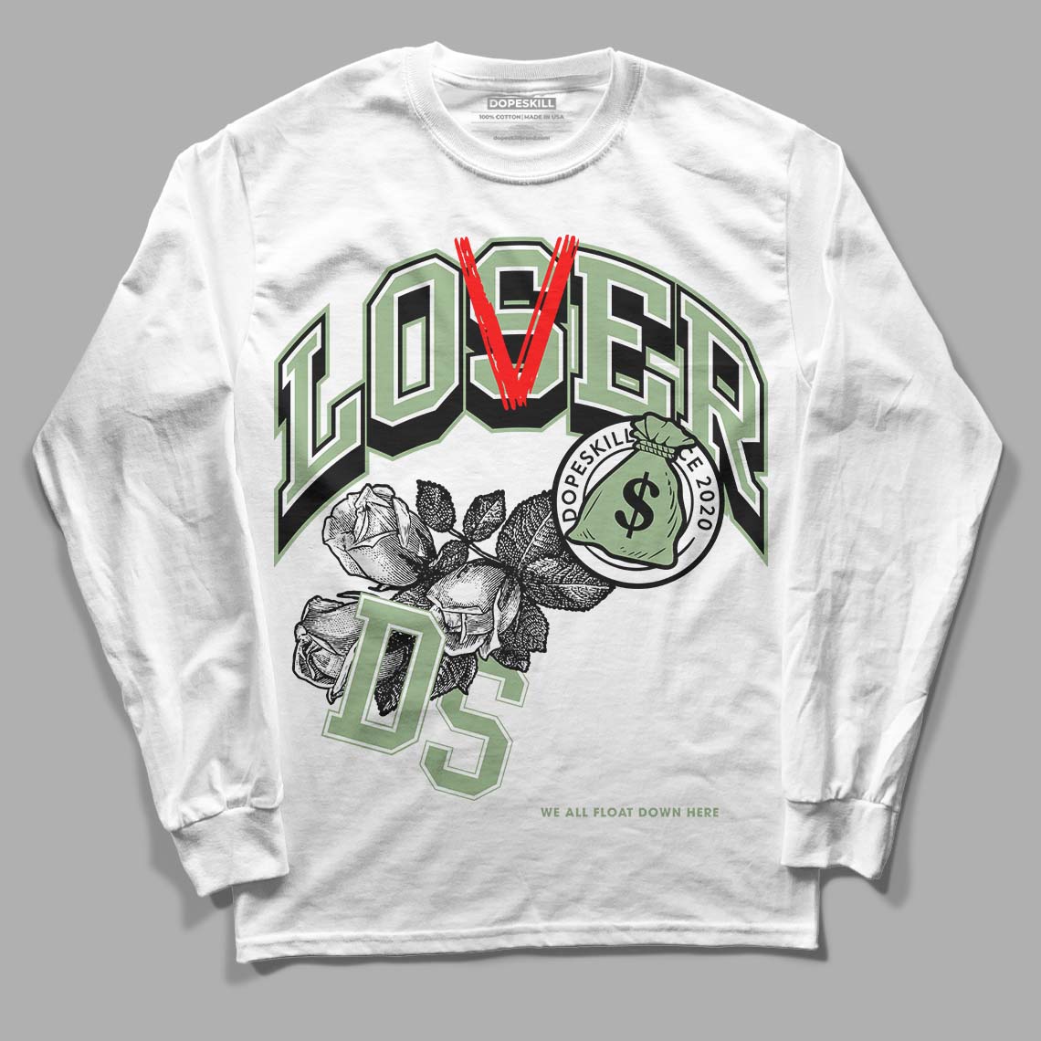 Jordan 4 Retro “Seafoam” DopeSkill Long Sleeve T-Shirt Loser Lover Graphic Streetwear  - White 