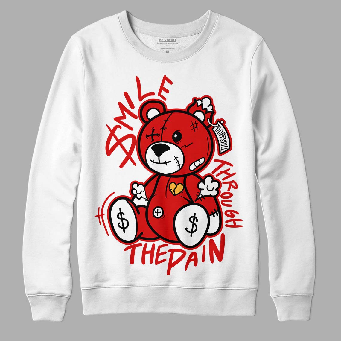 Dunk Low Gym Red DopeSkill Sweatshirt BEAN Graphic - White 