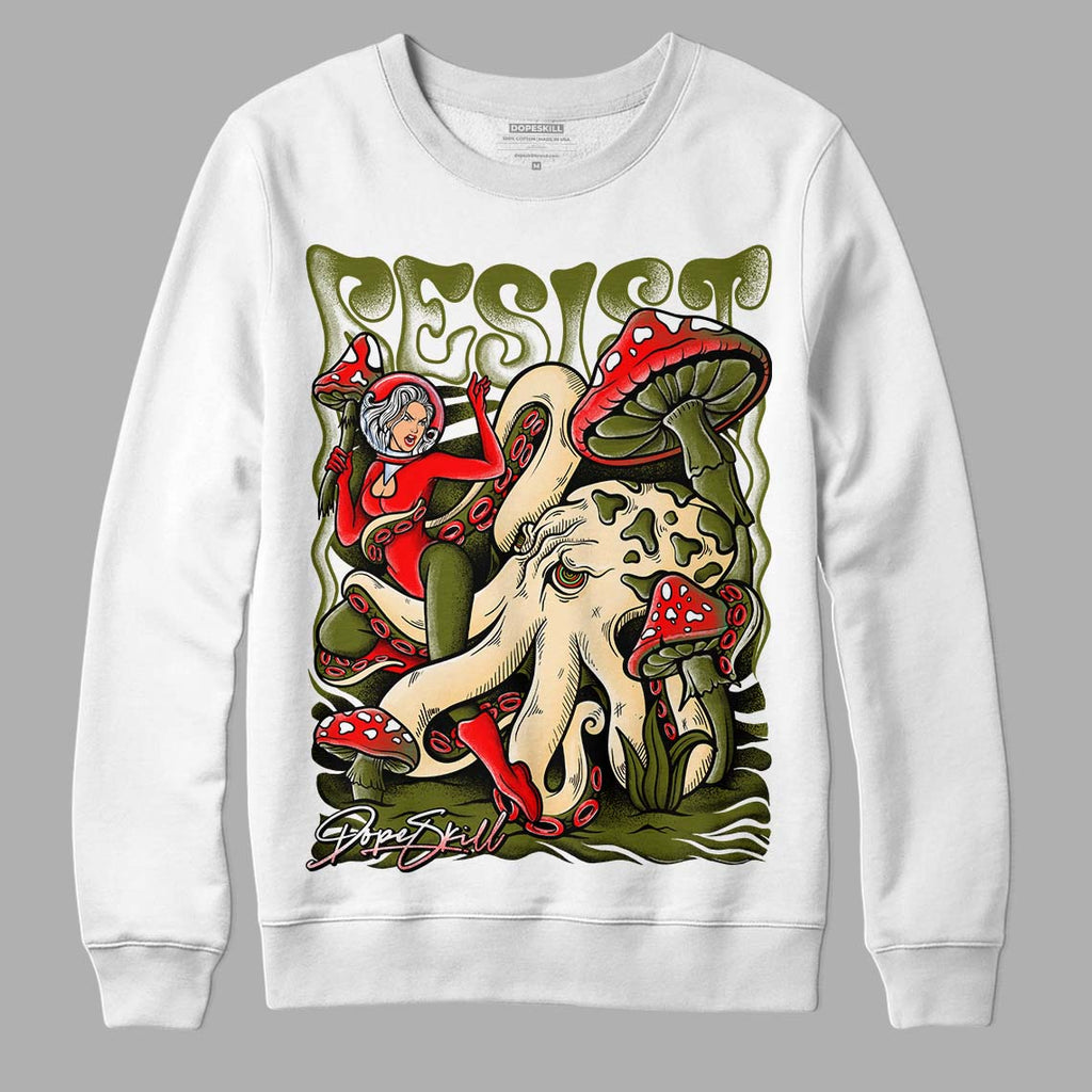 Travis Scott x Jordan 1 Low OG “Olive” DopeSkill Sweatshirt Resist Graphic Streetwear - White