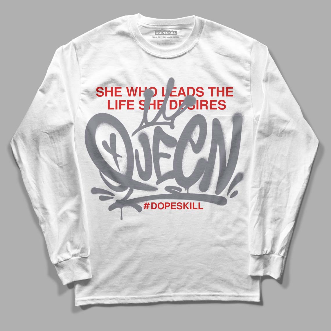 Fire Red 9s DopeSkill Long Sleeve T-Shirt Queen Graphic - White 