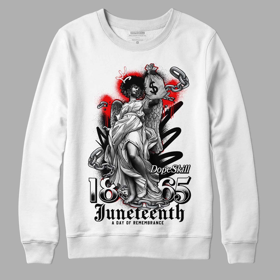 Jordan 1 High 85 Black White DopeSkill Sweatshirt Juneteenth Graphic Streetwear  - White 