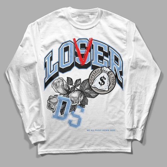 Jordan 5 Retro University Blue DopeSkill Long Sleeve T-Shirt Loser Lover Graphic Streetwear - White 