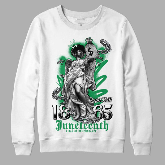 Jordan 1 Low Lucky Green DopeSkill Sweatshirt Juneteenth Graphic Streetwear - White