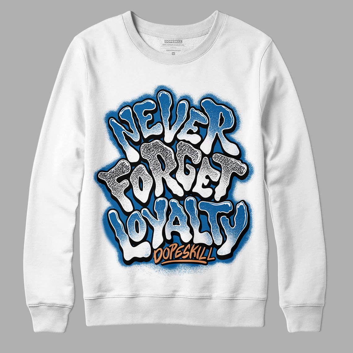 Jordan 3 Retro Wizards DopeSkill Sweatshirt Never Forget Loyalty Graphic Streetwear - White