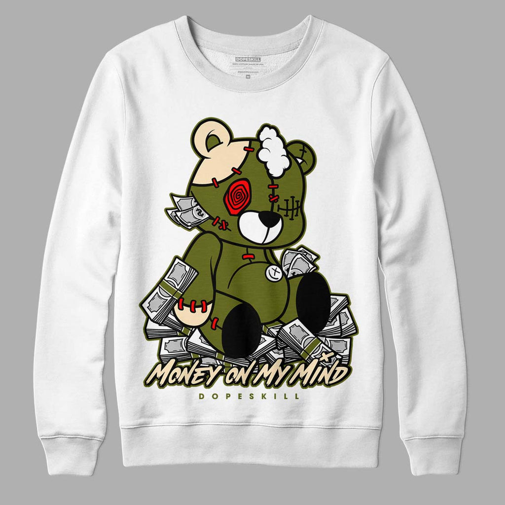 Travis Scott x Jordan 1 Low OG “Olive” DopeSkill Sweatshirt MOMM Bear Graphic Streetwear - White