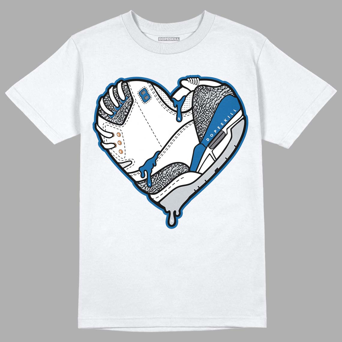 Jordan 3 Retro Wizards DopeSkill T-Shirt Heart Jordan 3 Graphic Streetwear - White